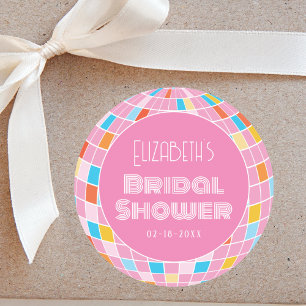 Space Disco Rosa Junggesellinnen-Abschiedsparty Runder Aufkleber