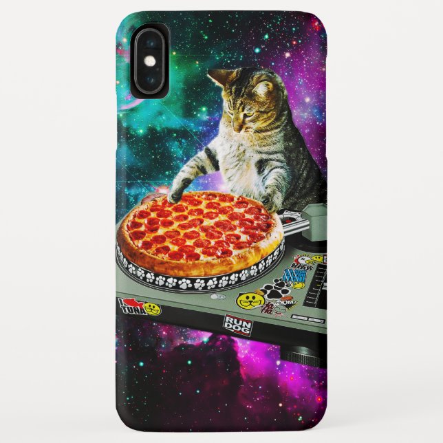 Space dj cat pizza Case-Mate iPhone hülle (Rückseite)