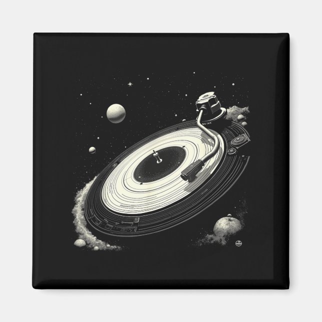 Space-DJs für Männer Solar System Vinyl-Schallplat Magnet (Vorne)