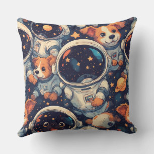 Space Dog Linienkunst Minimalistischer Astronaut Kissen