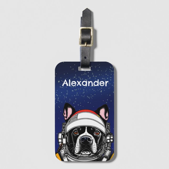Space Dog Personalisieren Gepäckanhänger (Vorderseite Vertikal)
