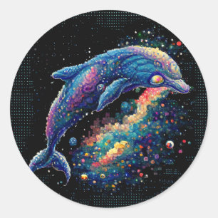 Space Dolphin Runder Aufkleber