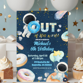 Space donuts Boy Birthday Invitation Einladung