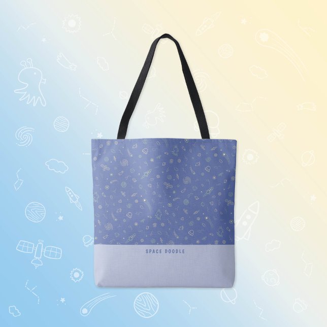Space Doodle Lavendelblau personalisierter Name Tasche (Carry a pocketful of stars wherever you go.)