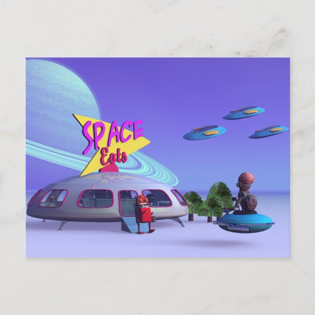 Space Eats Café Postcard Postkarte (Vorderseite)