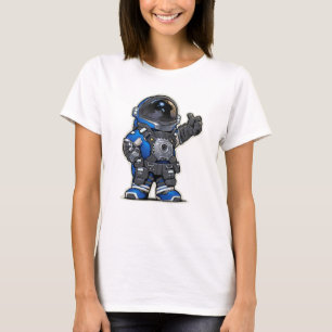 Space Engineers Cartoon Female Tshirt - Blau