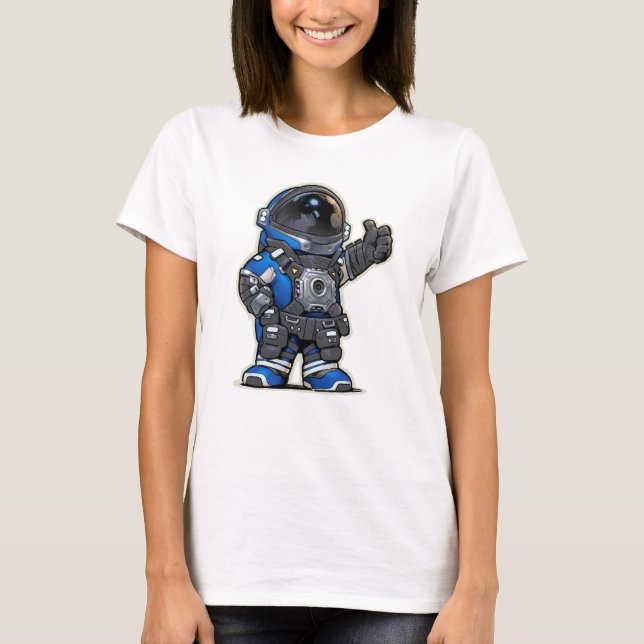 Space Engineers Cartoon Female Tshirt - Blau (Vorderseite)