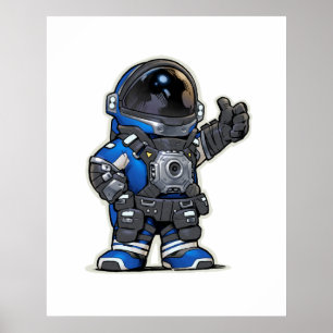 Space Engineers Cartoon Poster - Blau