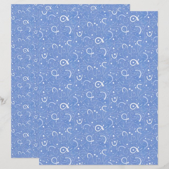 Space Exploration Hellblau Scrapbook Papier (Vorne/Hinten)