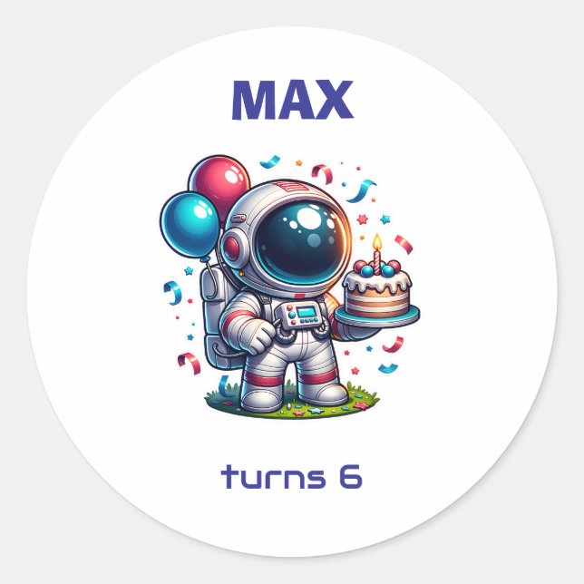  Space Explorer Astronaut Birthday Sticker (Vorderseite)