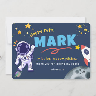 Space Explorer Birthday Thank You Card Dankeskarte