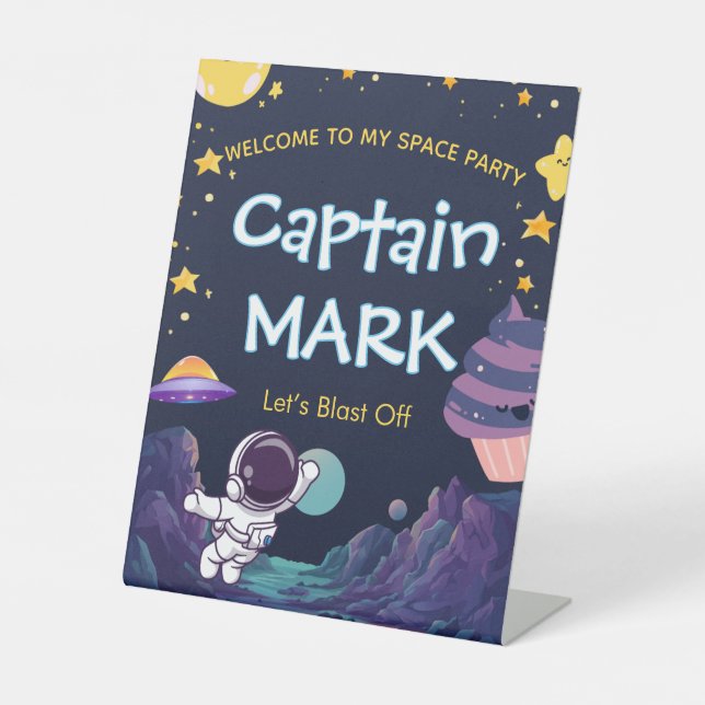 Space Explorer Birthday Welcome Sign Sockelschild (Vorderseite)