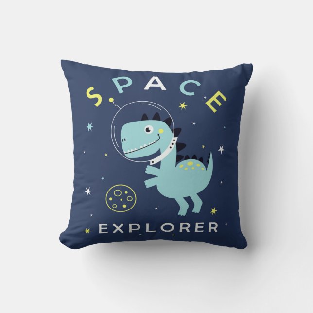 Space Explorer Dinosaur Kid's Cushion Kissen (Vorderseite)
