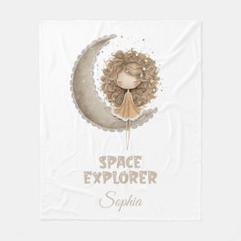 Space Explorer Fairy Moon - Personalisierter Name Fleecedecke