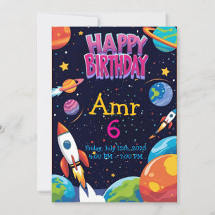 Space Explorer Invitation d'anniversaire pour les 