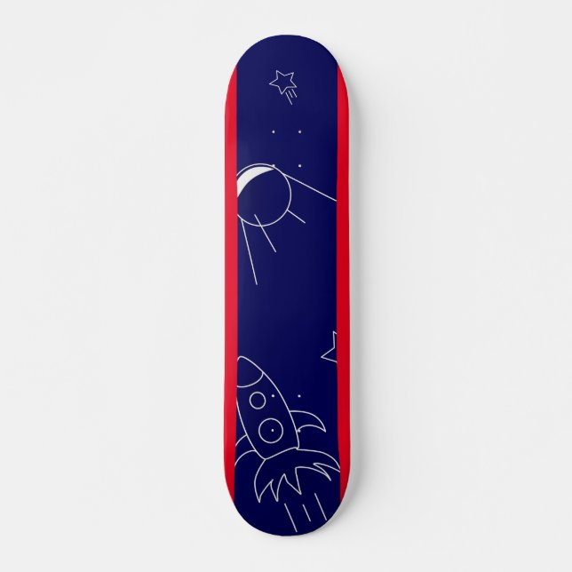 Space Explorers Blue & Red, 7 3/4" Skateboard Deck (Vorne)