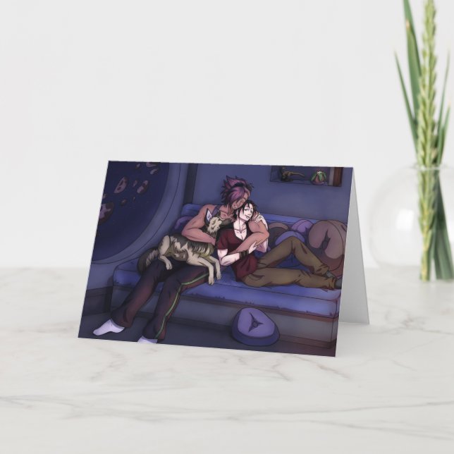 Space Family Hug Karte (Vorderseite)