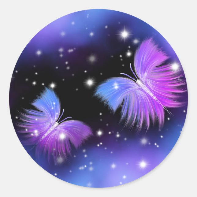 Space Fantasy Butterfets Cosmic Runder Aufkleber (Vorderseite)