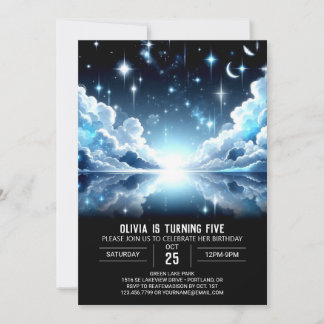 Space Fantasy Celestial Digital Geburtstag Einladung