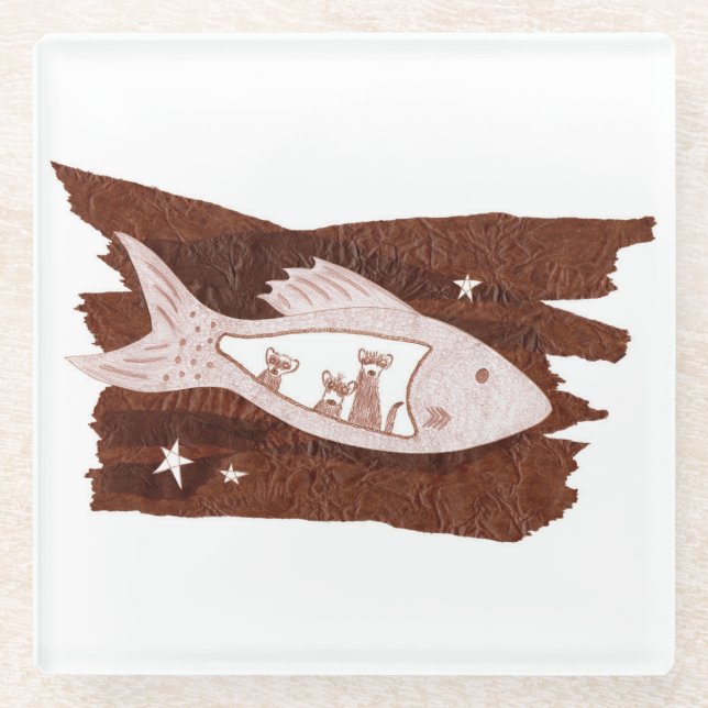 Space Ferrets Glass Untersetzer (Vorderseite)