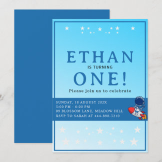 Space First Birthday Invitation – Astronaut Party