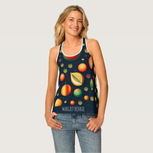 Space Fruits Red Green Isometric Muster Tanktop