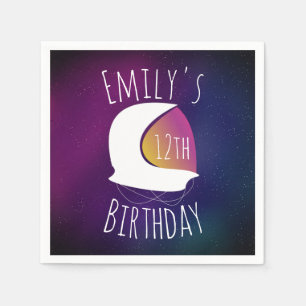 Space Galaxy Astronaut Lila Ombre Birthday Party Serviette