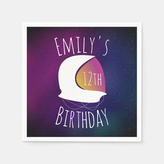 Space Galaxy Astronaut Lila Ombre Birthday Party Serviette (Vorderseite)