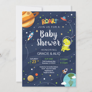 Space Galaxy Dinosaur Baby Astronount BOY Einladung
