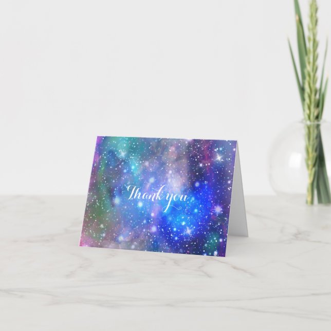 Space Galaxy Fold Invitation Carte de remerciement (Devant)