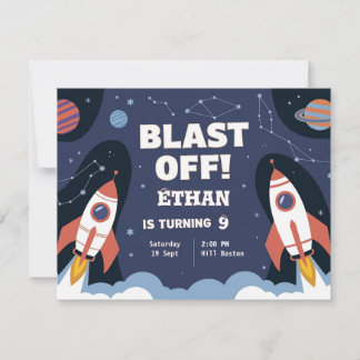 Space Galaxy Geburtstagseinladungskarte Einladung