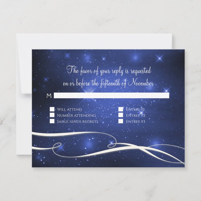 Space Galaxy Infinity Sign Navy Blue Wedding RSVP Karte (Vorderseite)