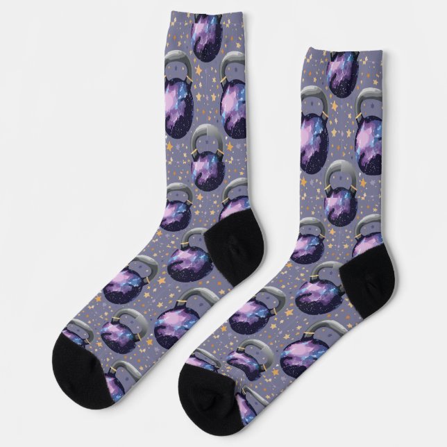 Space Galaxy Kettlebell Socken (Linkes Detail)