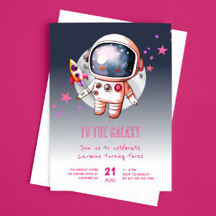Space Galaxy Moon 3. Geburtstag Einladung