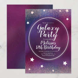 Space Galaxy Nebula Glitzer Moon Birthday Einladung