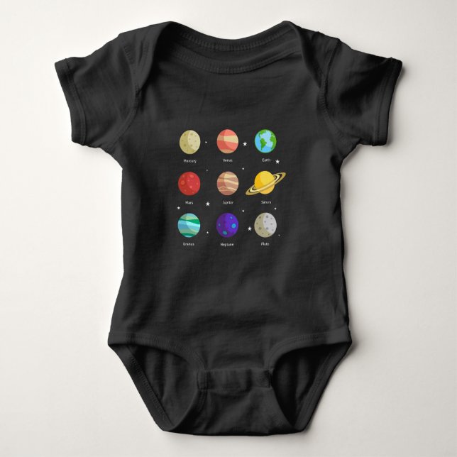 Space Galaxy Solar Planets Venus Mars Jupiter Uran Baby Strampler (Vorderseite)