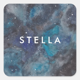 Space Galaxy Themed Personalisierte Bezeichnung Quadratischer Aufkleber