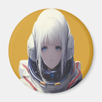 Space Girl Art Print - Cosmic Adventure Magnet