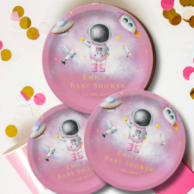 Space Girl Astronaut Raketen ufo stars Kinderdusch Pappteller (Von Creator hochgeladen)