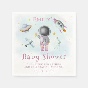 Space Girl Astronaut rosa Raketen Star Kinderdusch Serviette