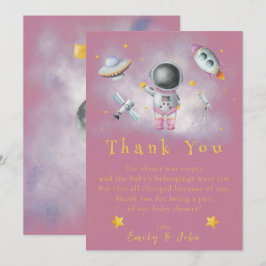 Space Girl Astronaut rosa Raketenstar Danke Einladung