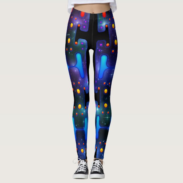 Space Girl Mechanischer Android Futuristischer Rob Leggings (Vorderseite)