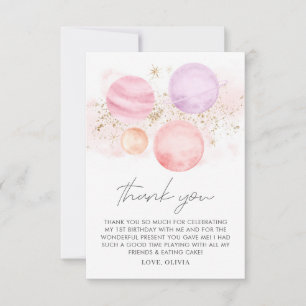 Space Girls Birthday Flat Carte de remerciements