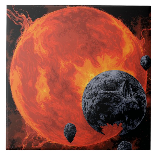 Space Graveyard Halloween Galaxie der Horror Fliese (Vorderseite)