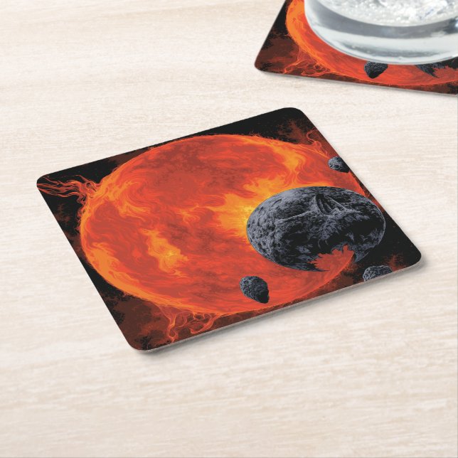 Space Graveyard Halloween Galaxie der Horror Rechteckiger Pappuntersetzer (angewinkelt)