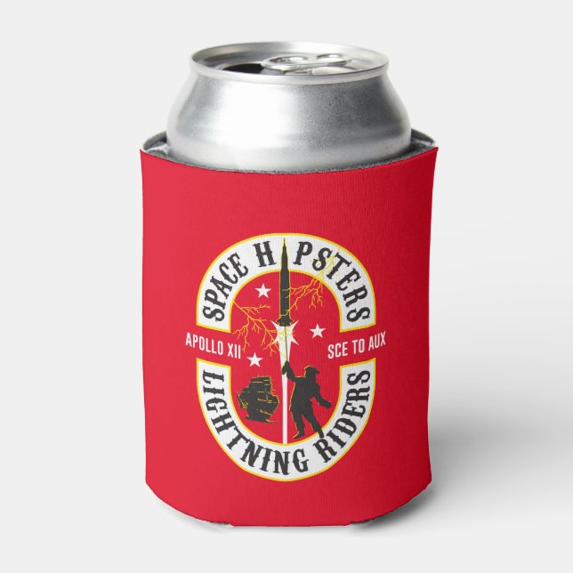 Space Hipsters® Lightning Riders schaum koozie Dosenkühler (Kanne Vorderseite)