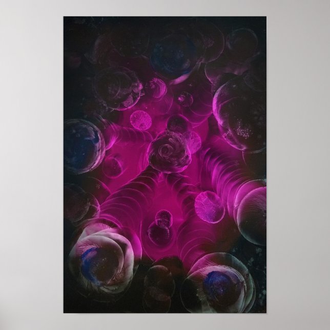 Space II - preisgekrönte handgemalte Abstraktion Poster (Vorne)