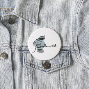 Space Janitor Spraying Stars Sci-Fi Astronaut Button