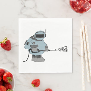 Space Janitor Spraying Stars Sci-Fi Astronaut Serviette