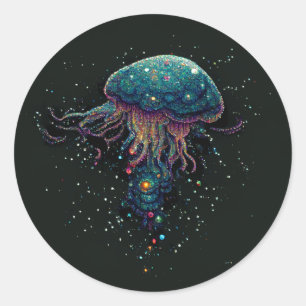 Space Jellyfish Runder Aufkleber